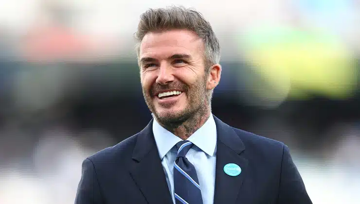 David Beckham posing for photos