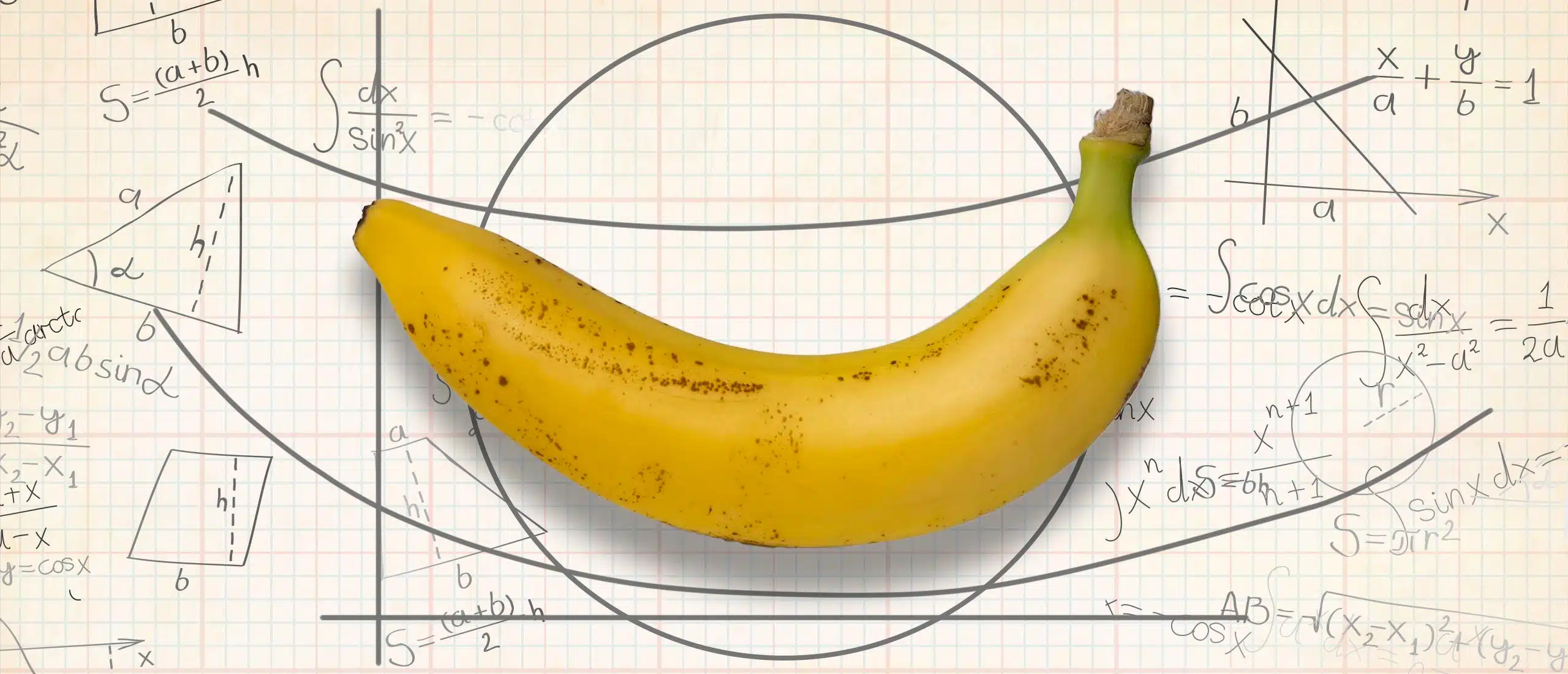 banana on graph paper with math equations