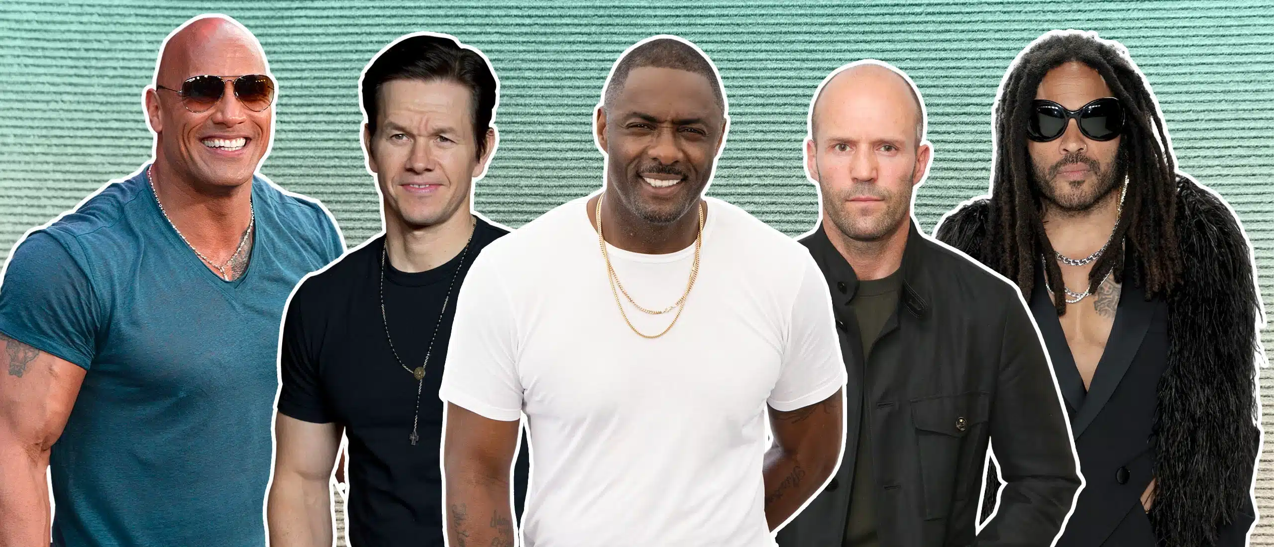 A picture of five male celebrities over 50