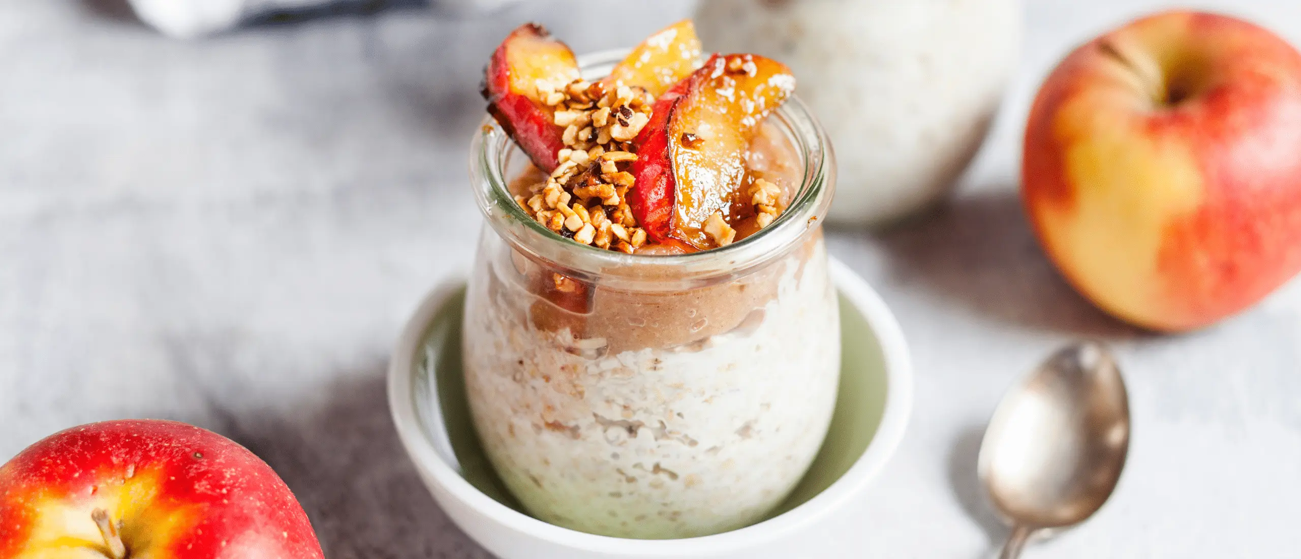 overnight oats in a jar on countertop