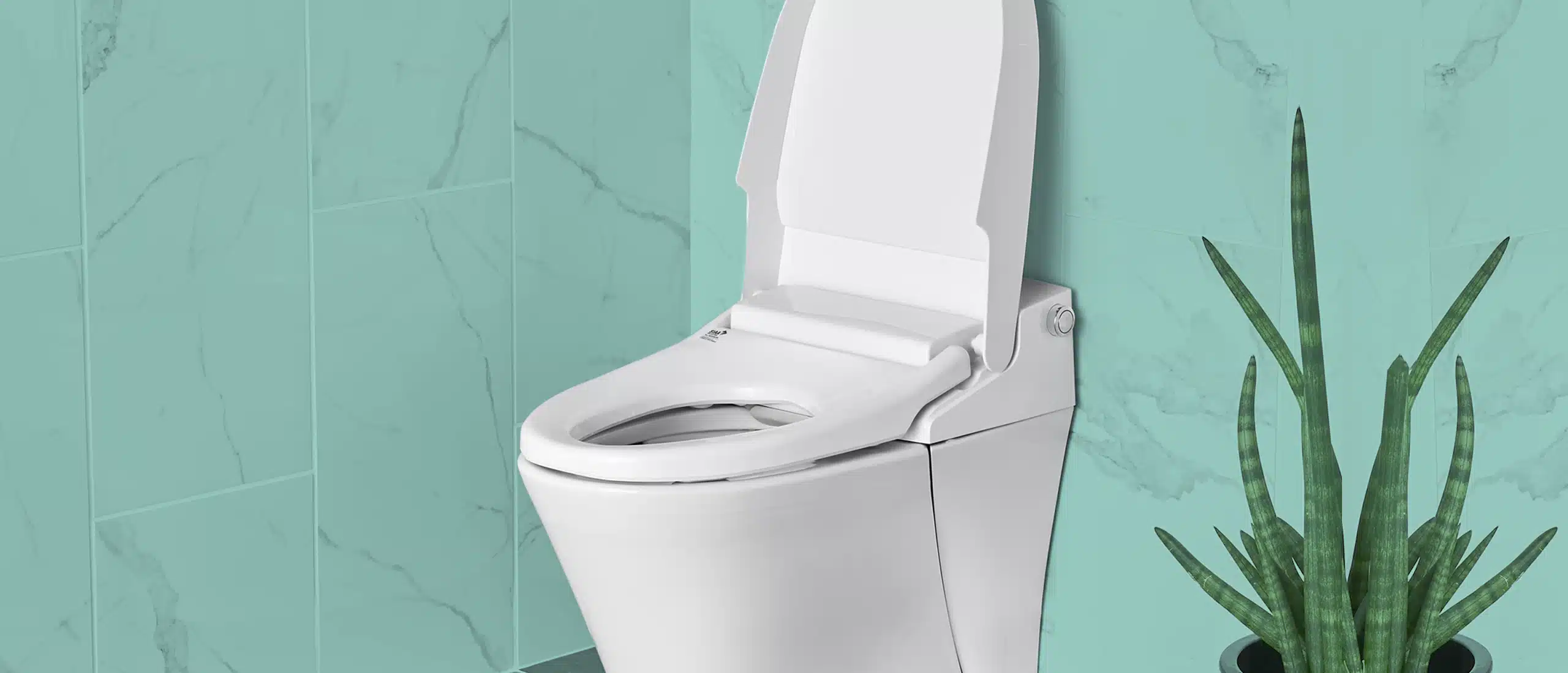 Smart toilet with green background