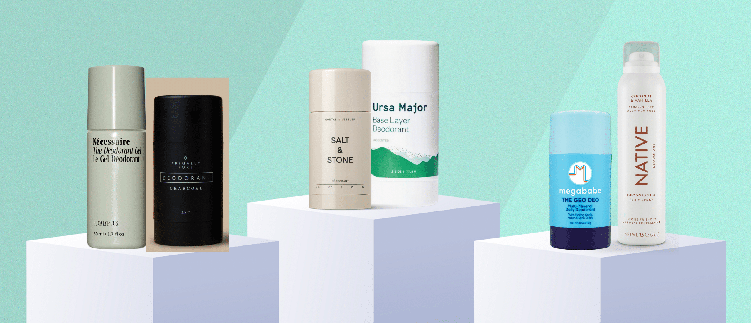 six natural deodorants on white boxes