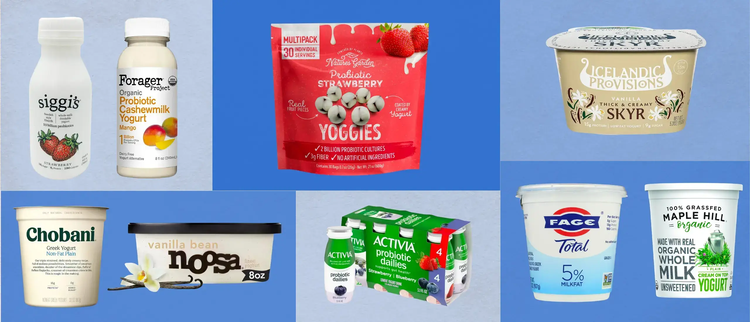 A selection of probiotic yogurts