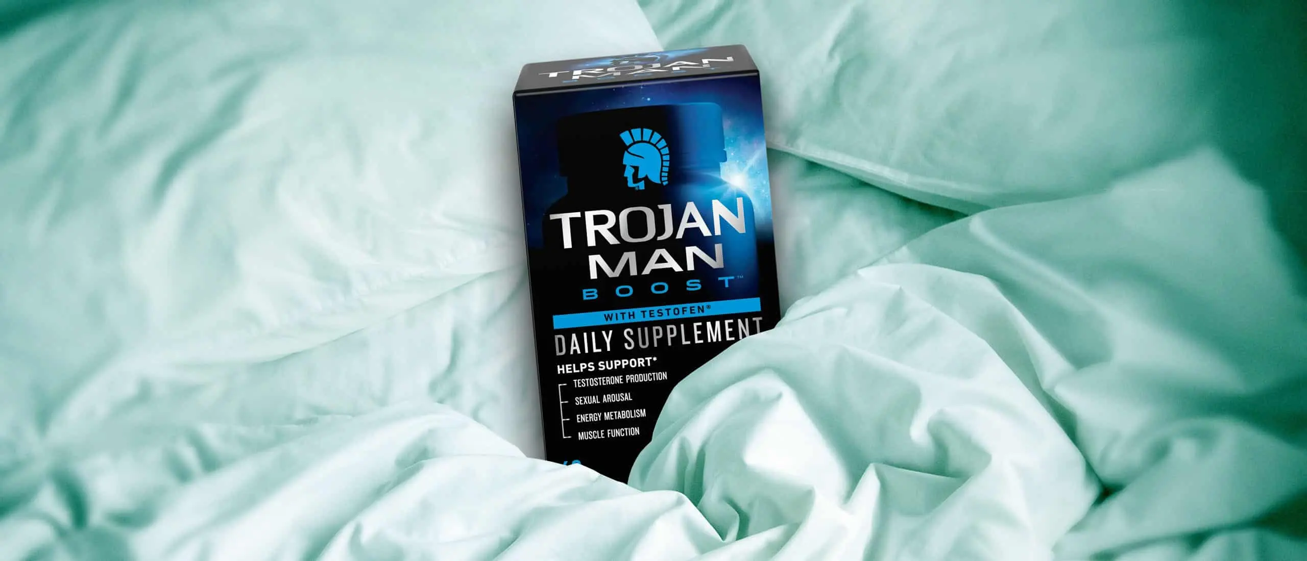 Trojan Man boost in a bed