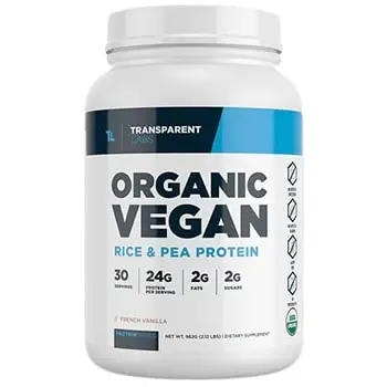 6. Best Vegan Blend: Transparent Labs Organic Vegan Rice & Pea Protein