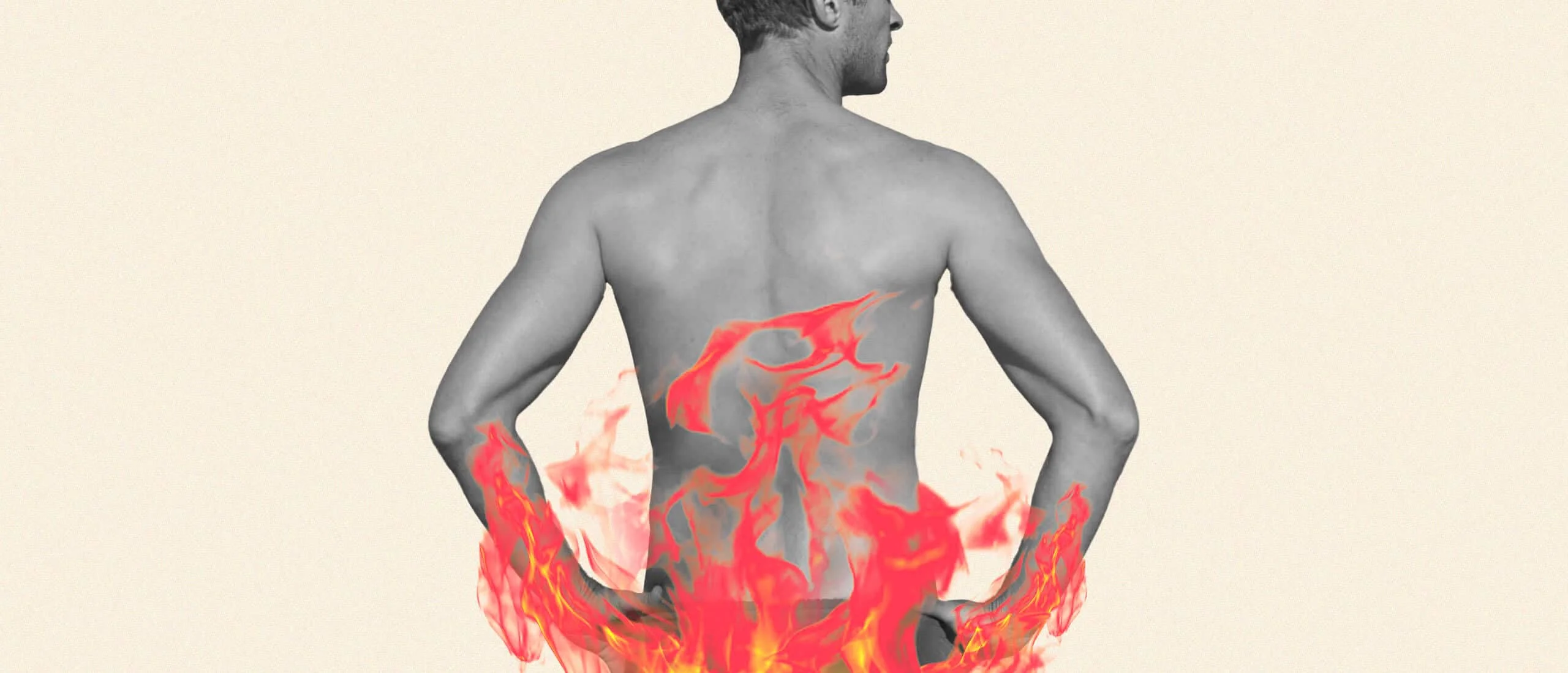 man with flames on his back