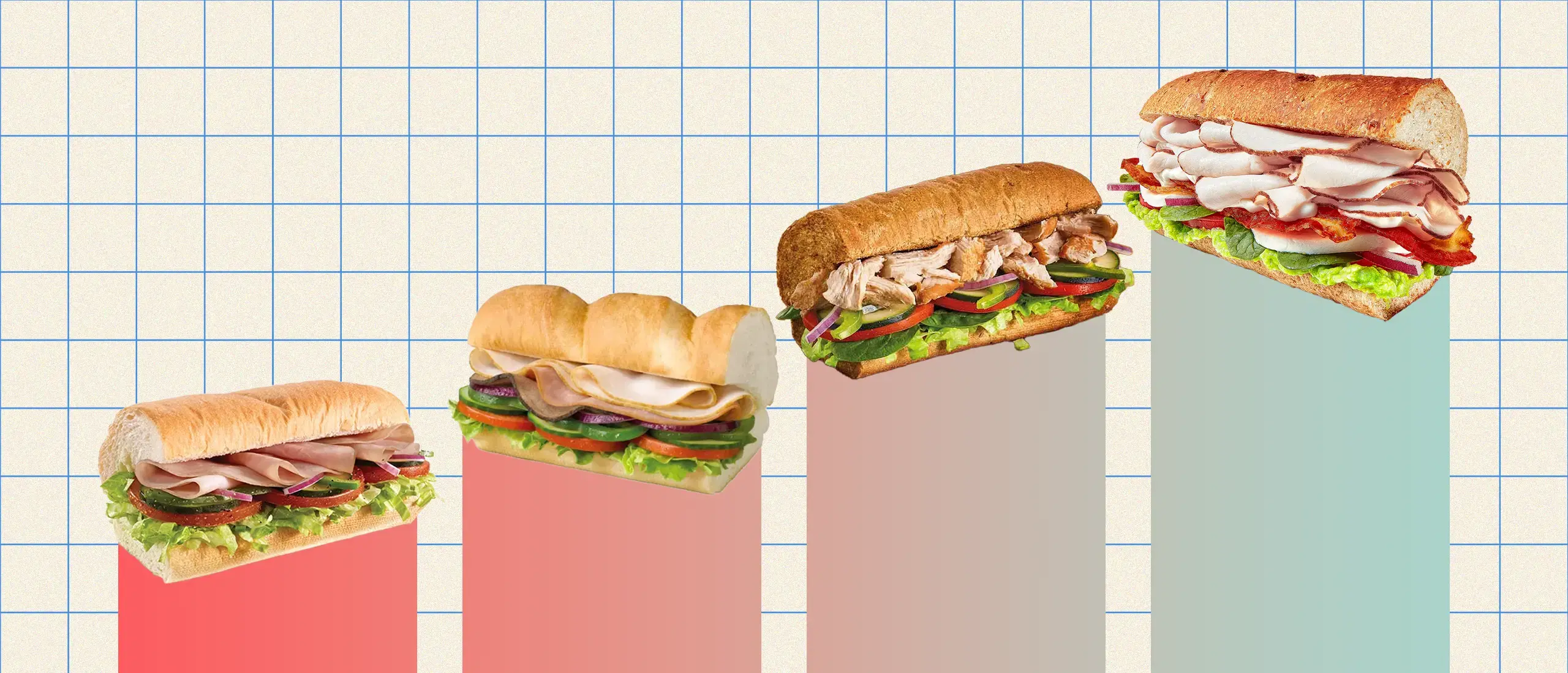four subway sandwiches