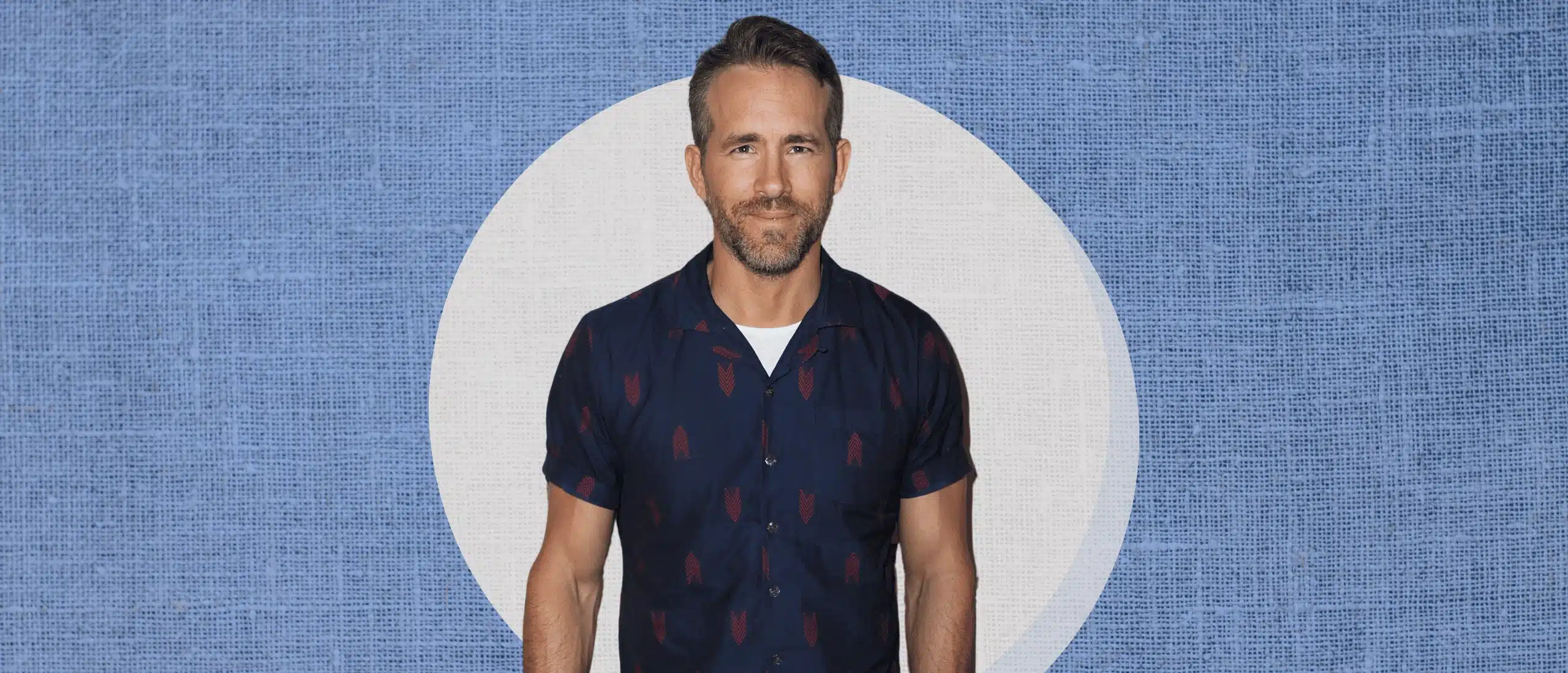 Ryan Reynolds on blue textured background
