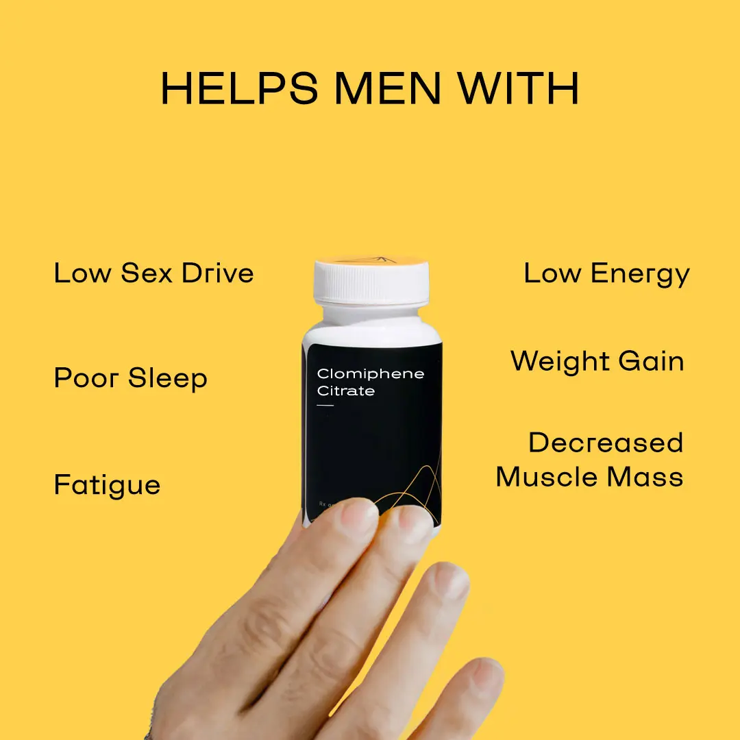 A hand holding clomiphene citrate from Hone Health