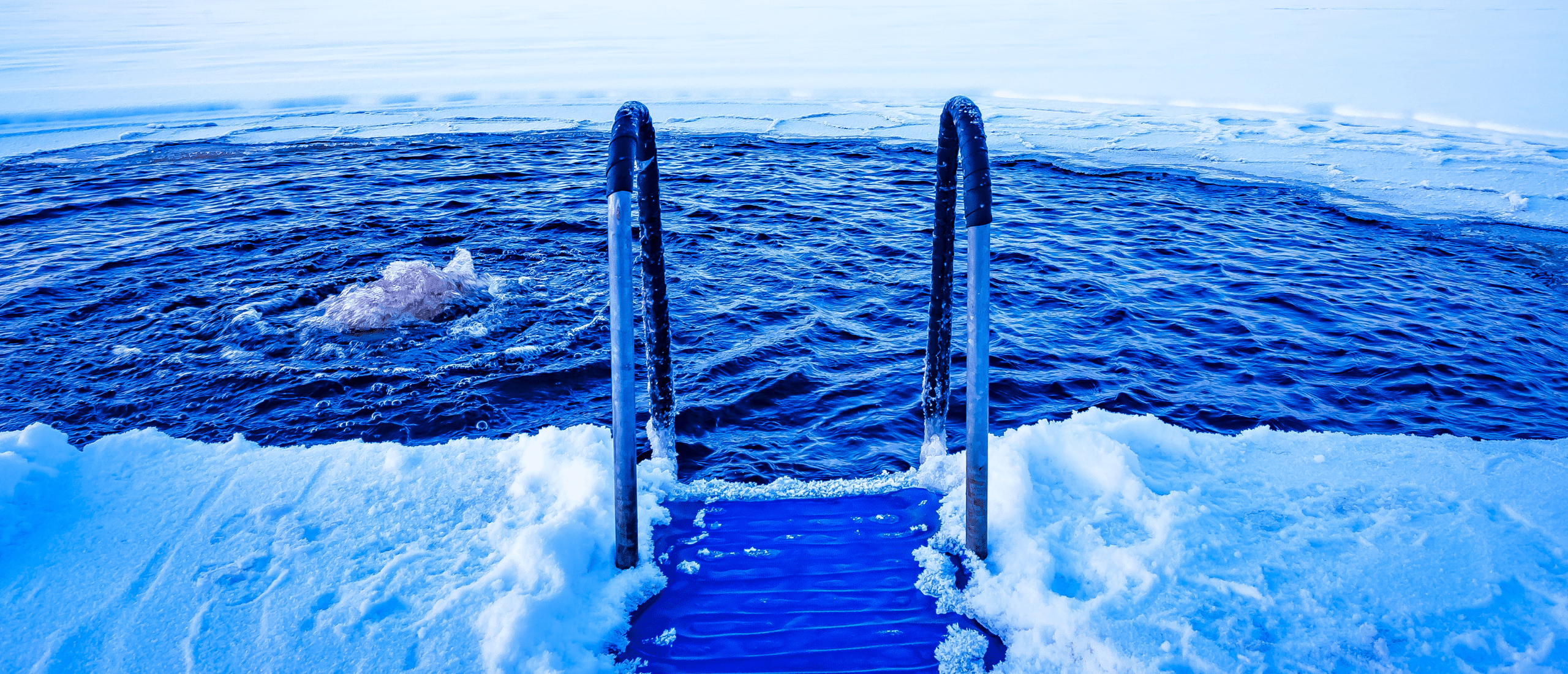 Steps in a cold pond