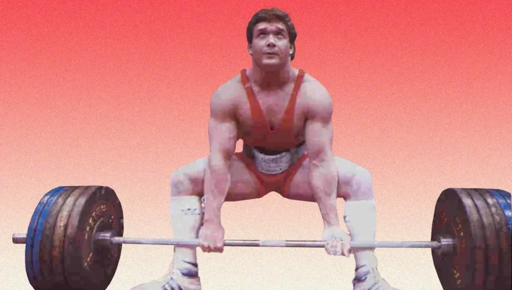 Pound-for-pound powerlifting legend Ed Coan pulling a deadlift in a sumo stance.
