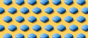 Viagra pills are stacked in rows