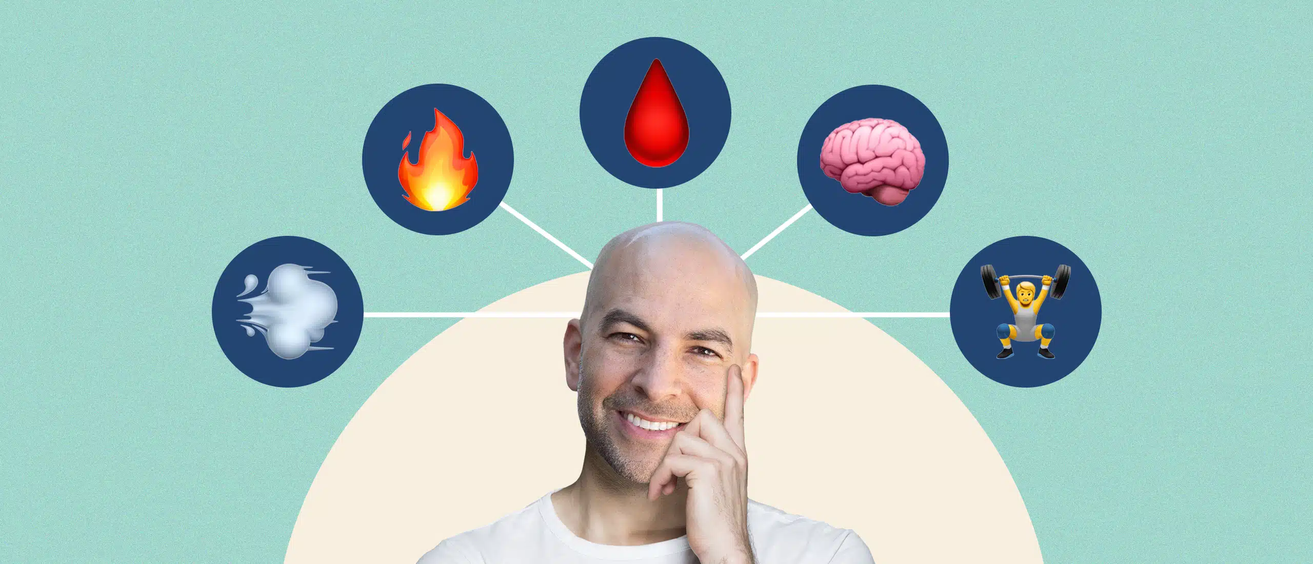 Peter Attia with five emojis around his head