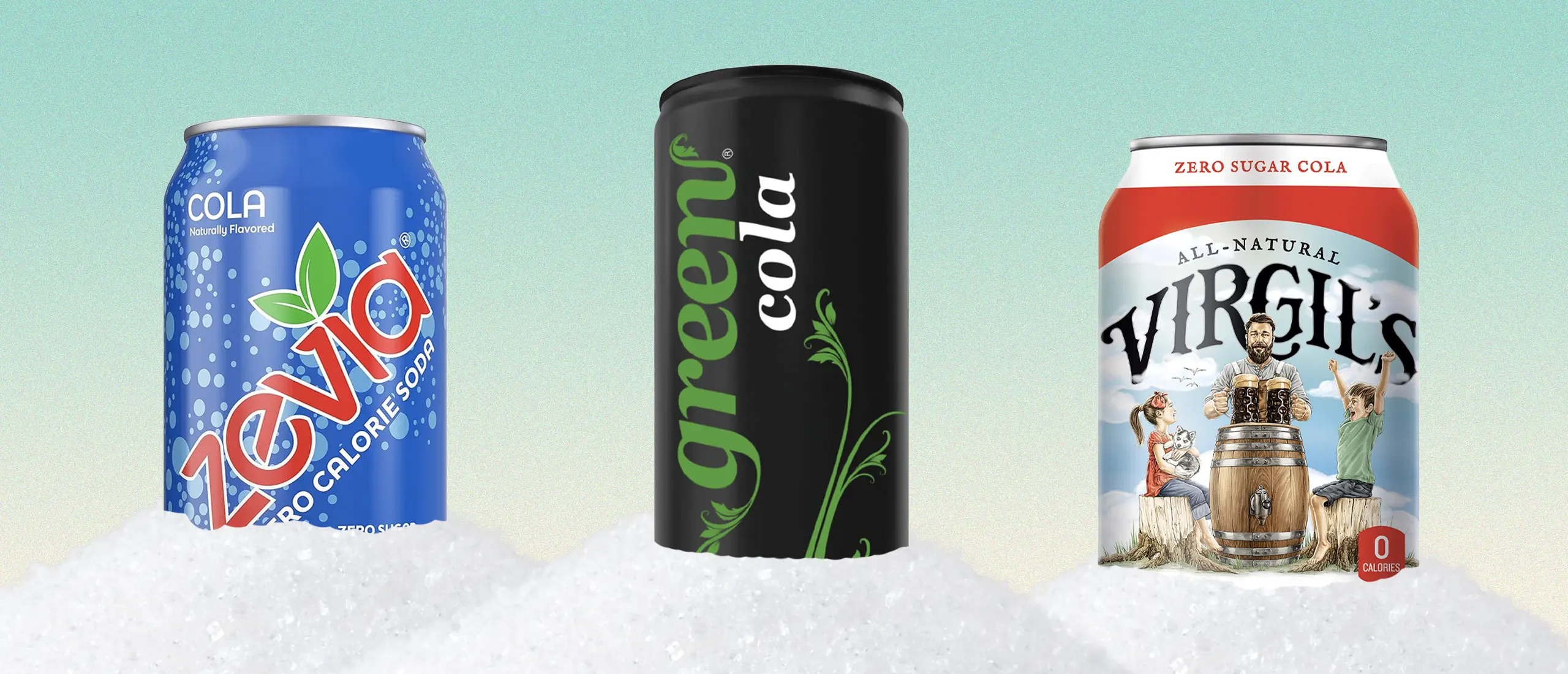 A few cans of non-aspartame diet soda on ice